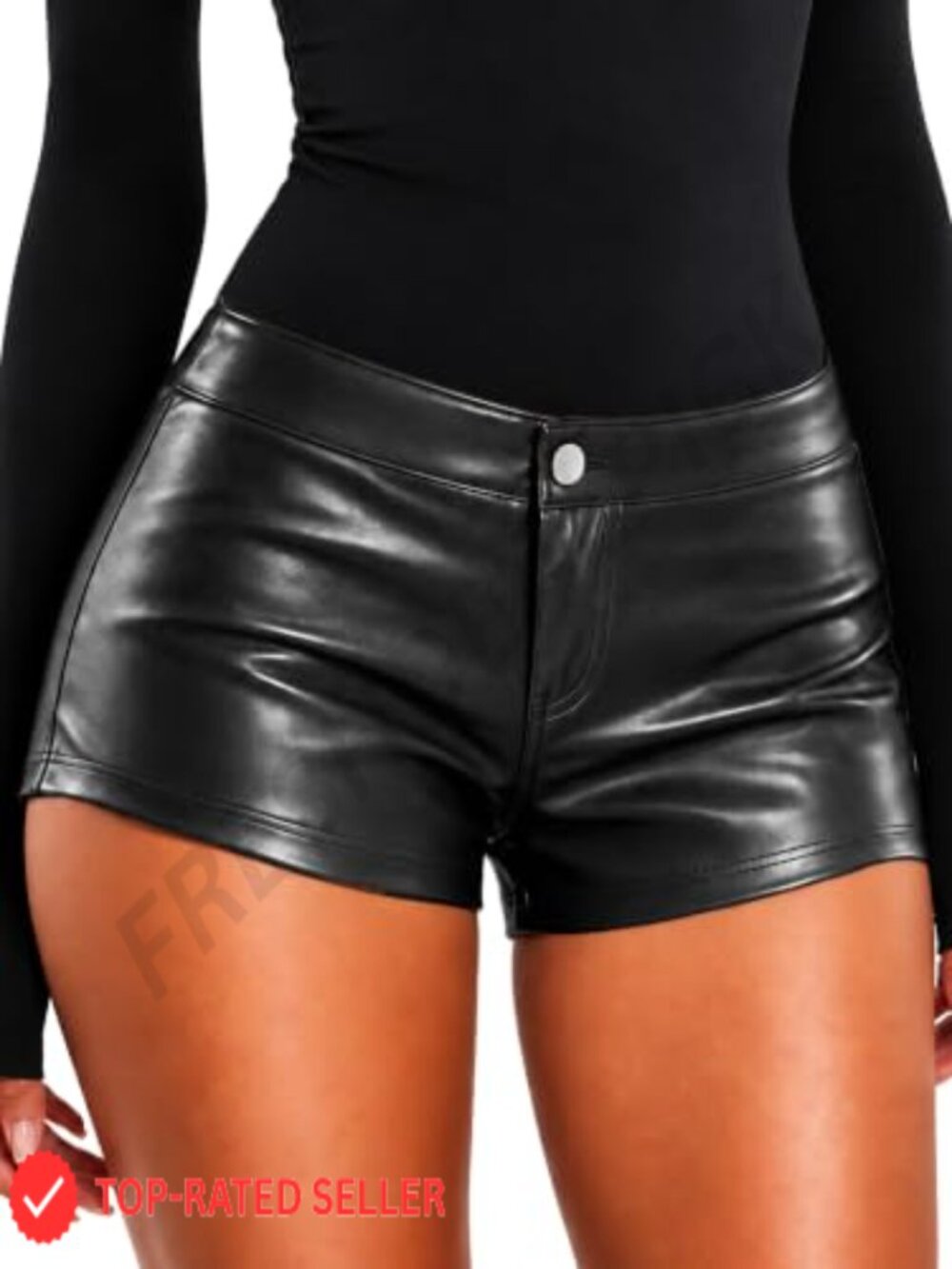 Faux Leather Low Rise Mini Shorts Stretchy Booty Y2K Club Festival Bottoms